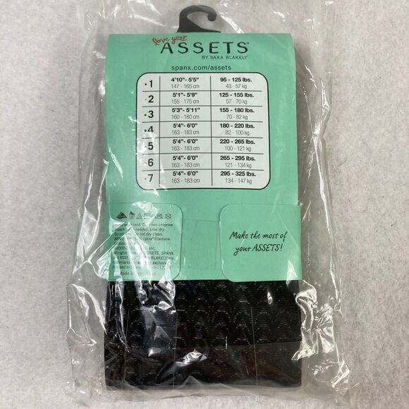 SPANX Assets by Sara Blakely Shaping Tights Women's 2 Black Textured Wish Bone - Picture 4 of 6